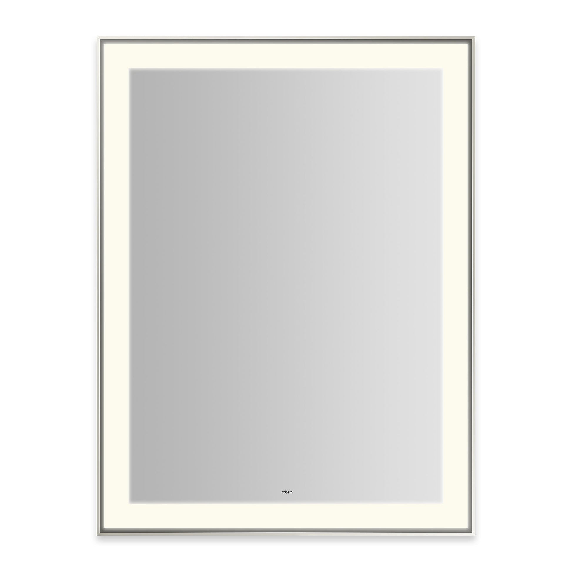 Sculpt 31-1/4?ǥ x 41-1/4?ǥ x 2-1/4" lighted mirror with slim museum frame in polished nickel, perimeter light pattern in 2700K color temperature (warm white), dimmable and defogger, tested and certified to California Title 24 standards and meets JA8 2016 requirements