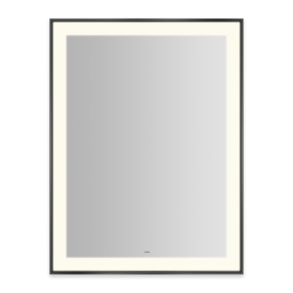 Sculpt 31-1/4?ǥ x 41-1/4?ǥ x 2-1/4" lighted mirror with slim museum frame in matte black, perimeter light pattern in 2700K color temperature (warm white), dimmable and defogger, tested and certified to California Title 24 standards and meets JA8 2016 requirements
