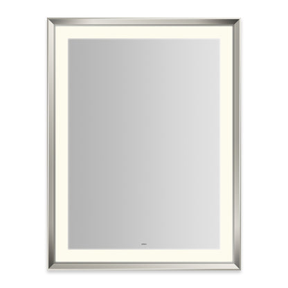 Sculpt 33?ǥ x 43?ǥ x 2-5/16?ǥ lighted mirror with chamfer museum frame in polished nickel, perimeter light pattern in 2700K color temperature (warm white), dimmable and defogger, tested and certified to California Title 24 standards and meets JA8 2016 requirements