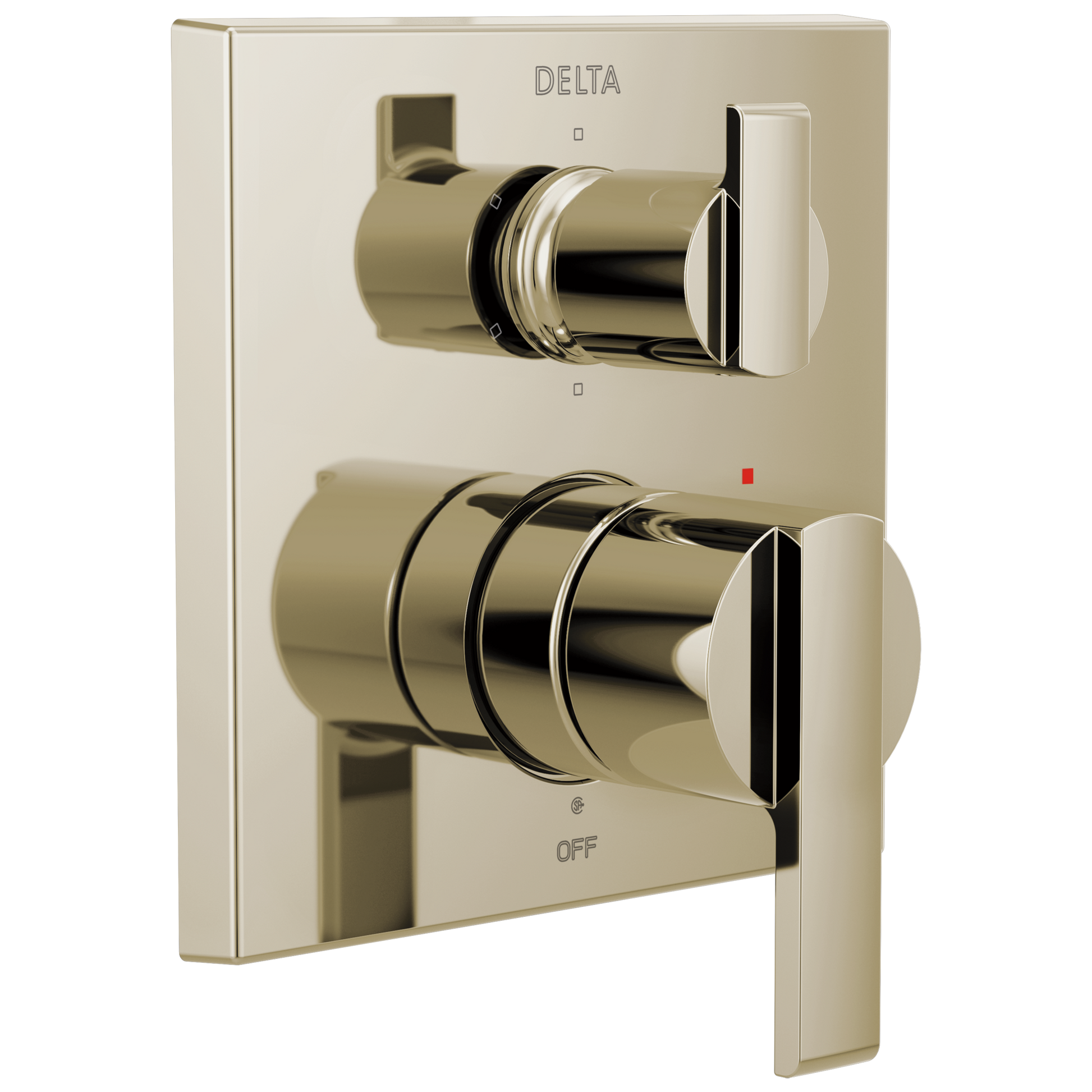 Delta Delta Ara: Angular Modern Monitor 14 Series Valve Trim with 6-Setting Integrated Diverter