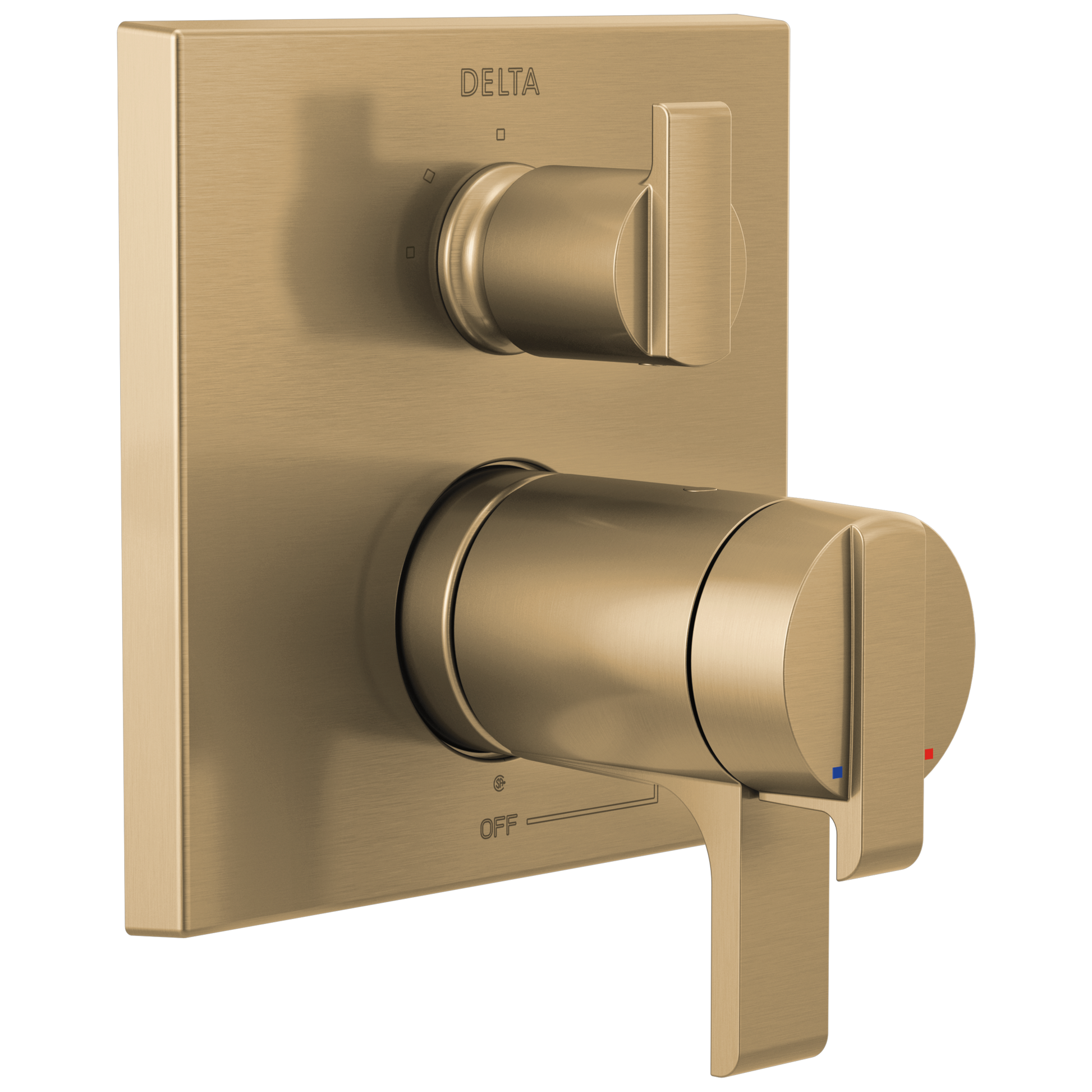 Delta Delta Ara: Angular Modern TempAssure 17T Series Valve Trim with 3-Setting Integrated Diverter