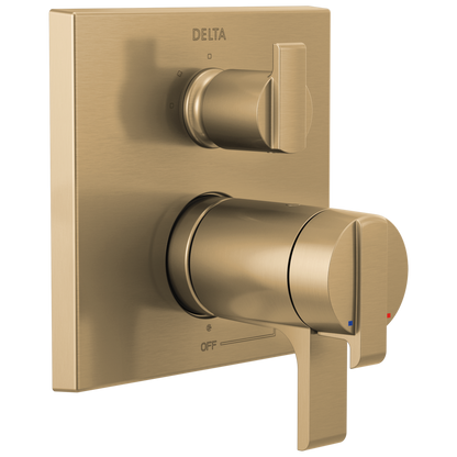 Delta Delta Ara: Angular Modern TempAssure 17T Series Valve Trim with 3-Setting Integrated Diverter