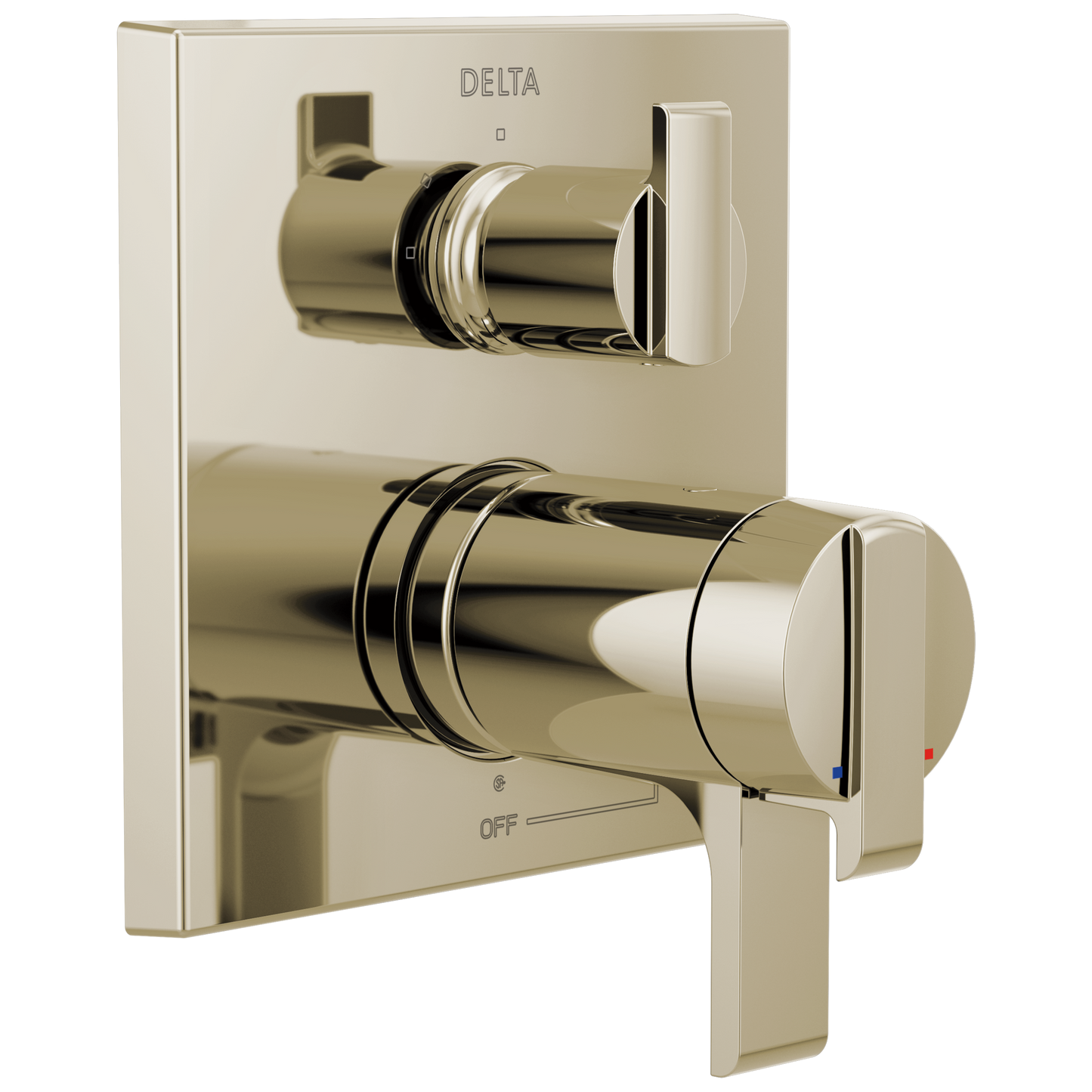 Delta Delta Ara: Angular Modern TempAssure 17T Series Valve Trim with 3-Setting Integrated Diverter