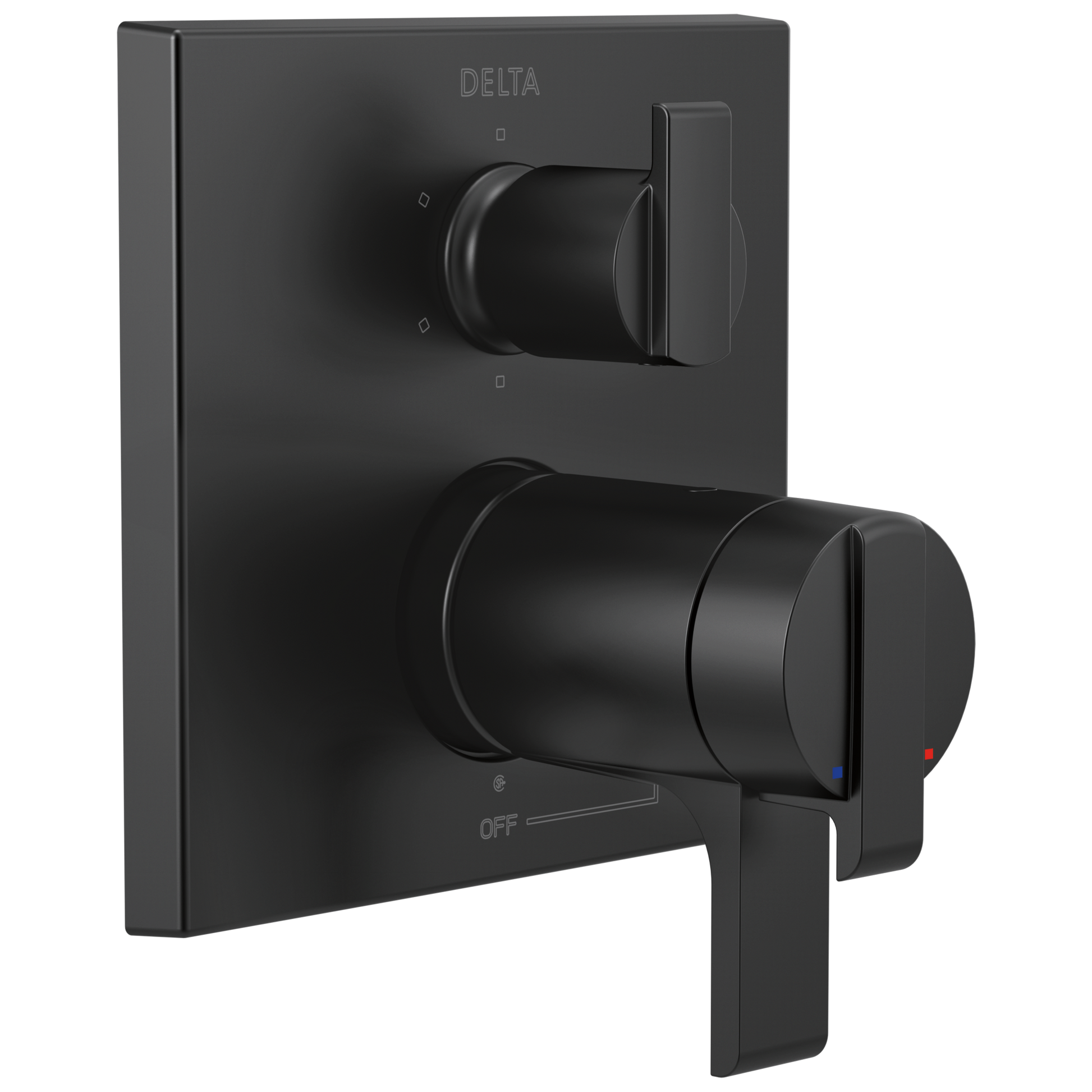 Delta Delta Ara: Angular Modern TempAssure 17T Series Valve Trim with 6-Setting Integrated Diverter