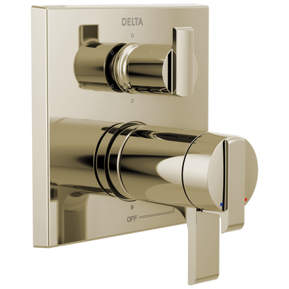 Delta Delta Ara: Angular Modern TempAssure 17T Series Valve Trim with 6-Setting Integrated Diverter