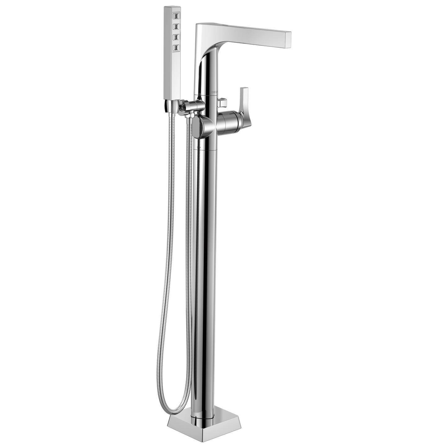 Delta Delta Zura: Single Handle Floor Mount Tub Filler Trim with Hand Shower