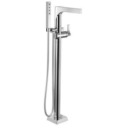 Delta Delta Zura: Single Handle Floor Mount Tub Filler Trim with Hand Shower