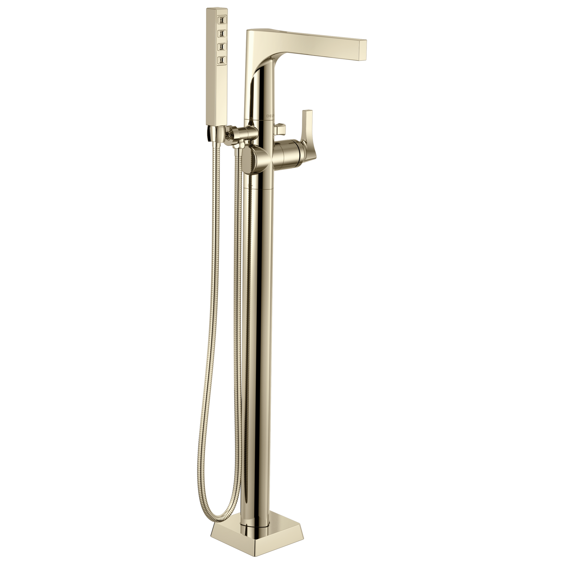 Delta Delta Zura: Single Handle Floor Mount Tub Filler Trim with Hand Shower