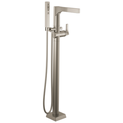 Delta Delta Zura: Single Handle Floor Mount Tub Filler Trim with Hand Shower