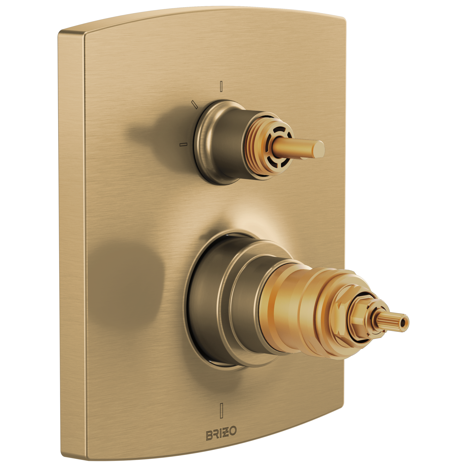 Brizo Kintsu: TempAssure Thermostatic Valve with Integrated 3-Function Diverter Trim - Less Handles