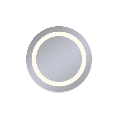 Vitality 30" diameter x 1-3/4" depth circle lighted mirror with inset light pattern, 2700 kelvin temperature (warm light), dimmable and defogger