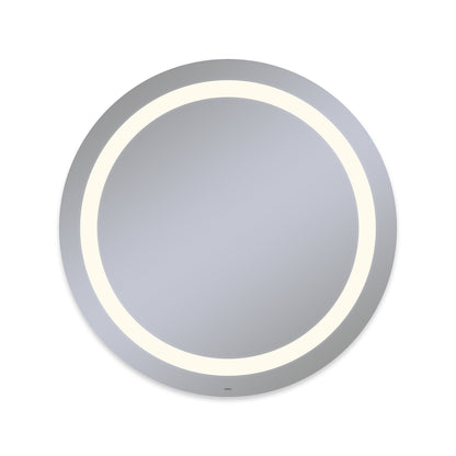 Vitality 40" diameter x 1-3/4" depth circle lighted mirror with inset light pattern, 2700 kelvin temperature (warm light), dimmable and defogger