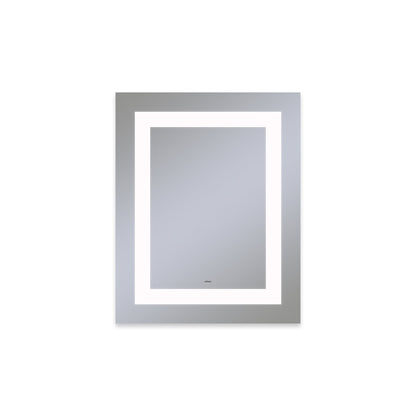 Vitality 24" x 30" x 1-3/4" rectangle lighted mirror with inset light pattern, 4000 kelvin temperature (cool light), dimmable and defogger