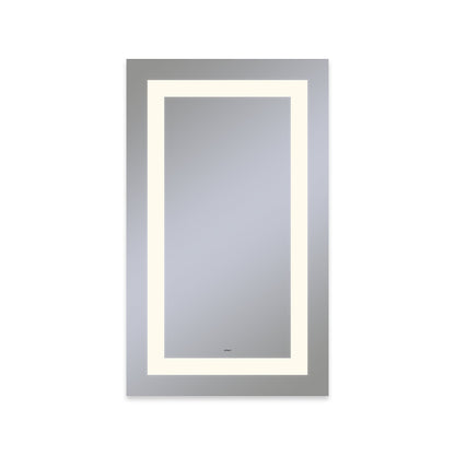 Vitality 24" x 40" x 1-3/4" rectangle lighted mirror with inset light pattern, 2700 kelvin temperature (warm light), dimmable and defogger