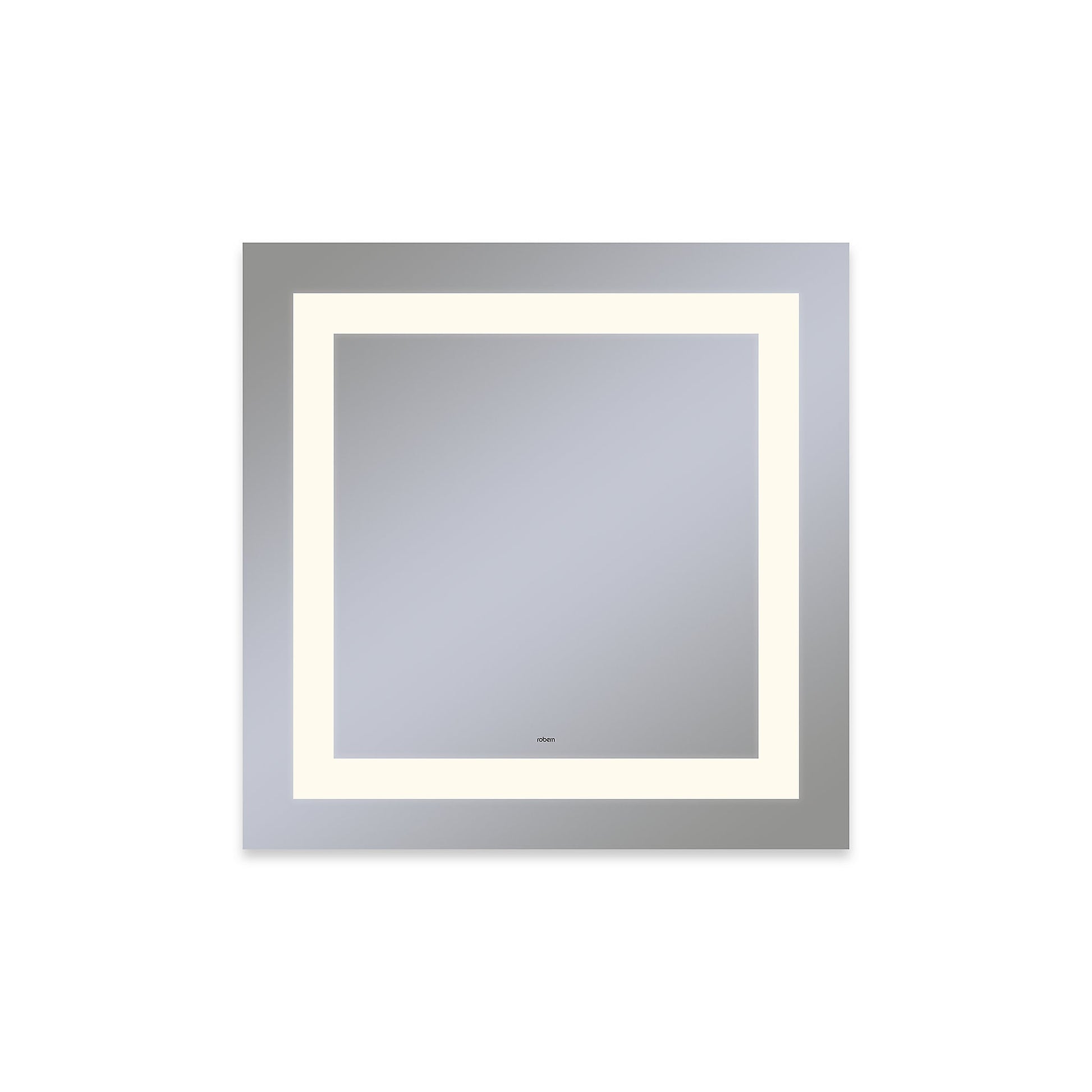 Vitality 30" x 30" x 1-3/4" rectangle lighted mirror with inset light pattern, 2700 kelvin temperature (warm light), dimmable and defogger