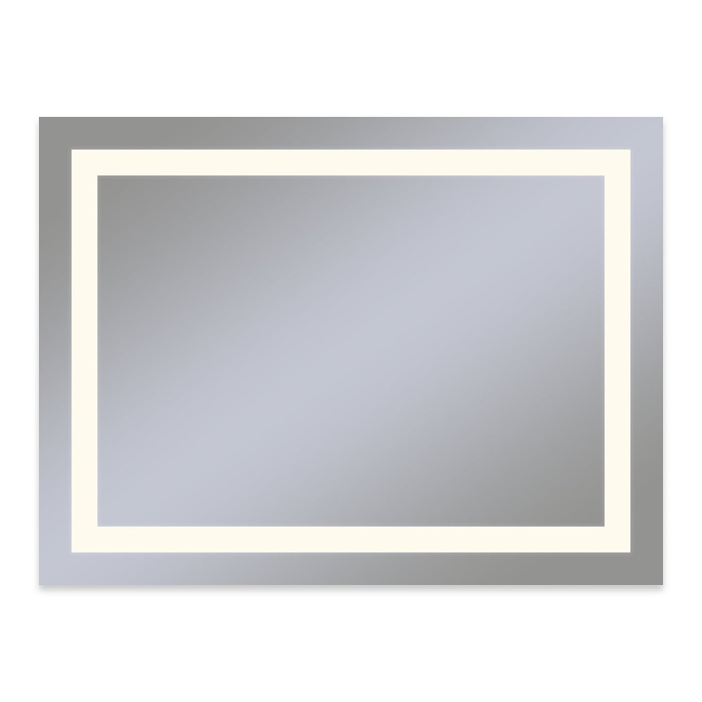 Vitality 48" x 36" x 1-3/4" rectangle lighted mirror with inset light pattern, 2700 kelvin temperature (warm light), dimmable, defogger and flippable (can hang in portrait or horizontal orientation)