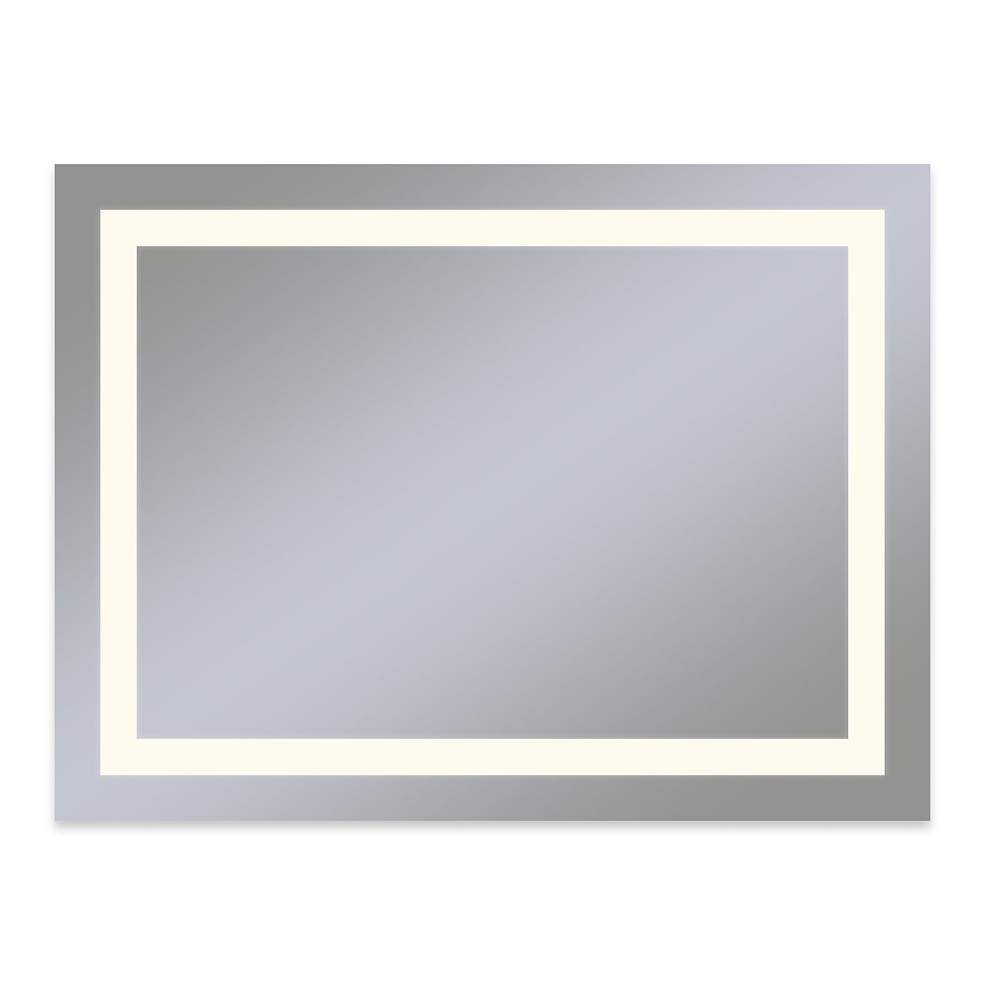 Vitality 48" x 36" x 1-3/4" rectangle lighted mirror with inset light pattern, 2700 kelvin temperature (warm light), dimmable, defogger and flippable (can hang in portrait or horizontal orientation)