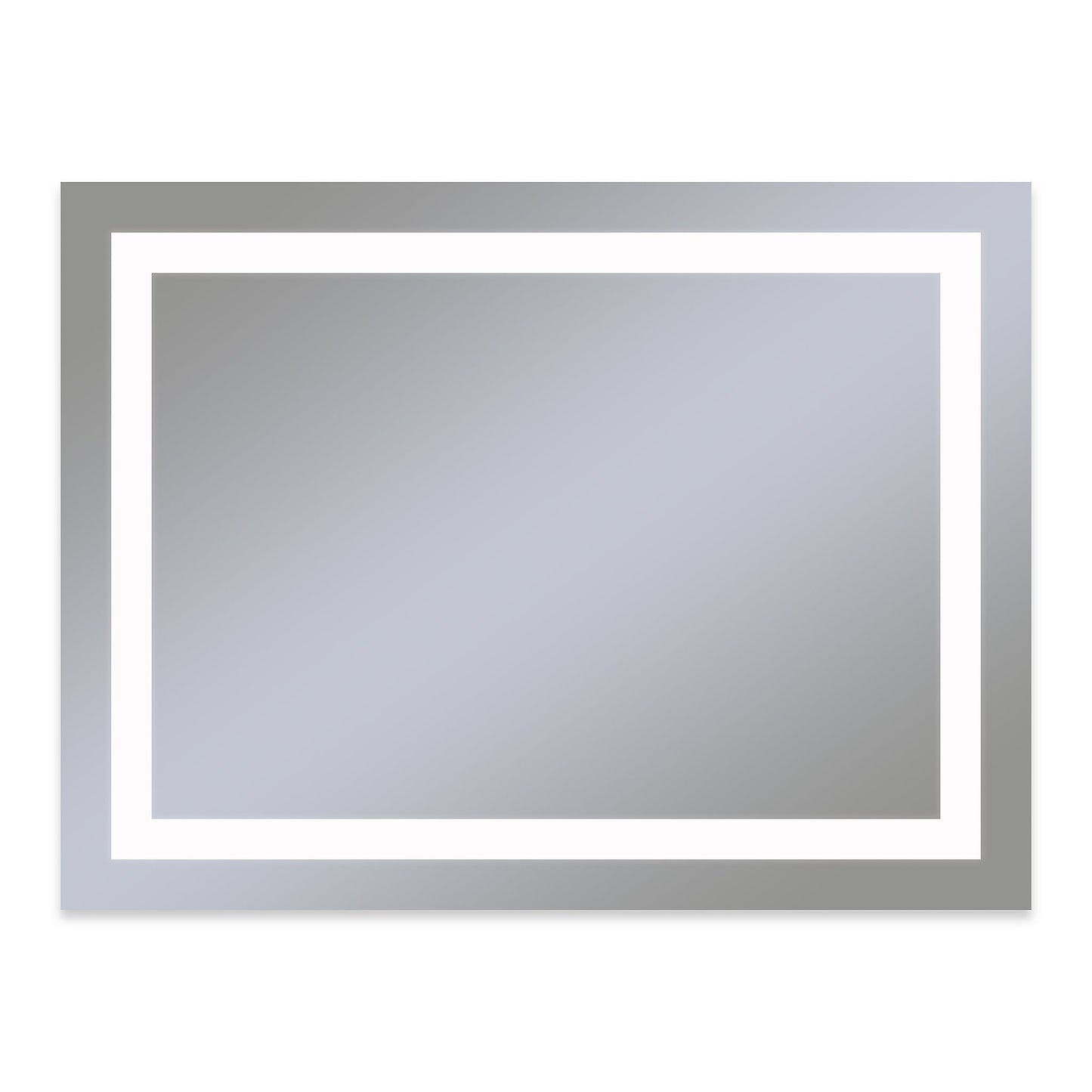 Vitality 48" x 36" x 1-3/4" rectangle lighted mirror with inset light pattern, 4000 kelvin temperature (cool light), dimmable, defogger and flippable (can hang in portrait or horizontal orientation)