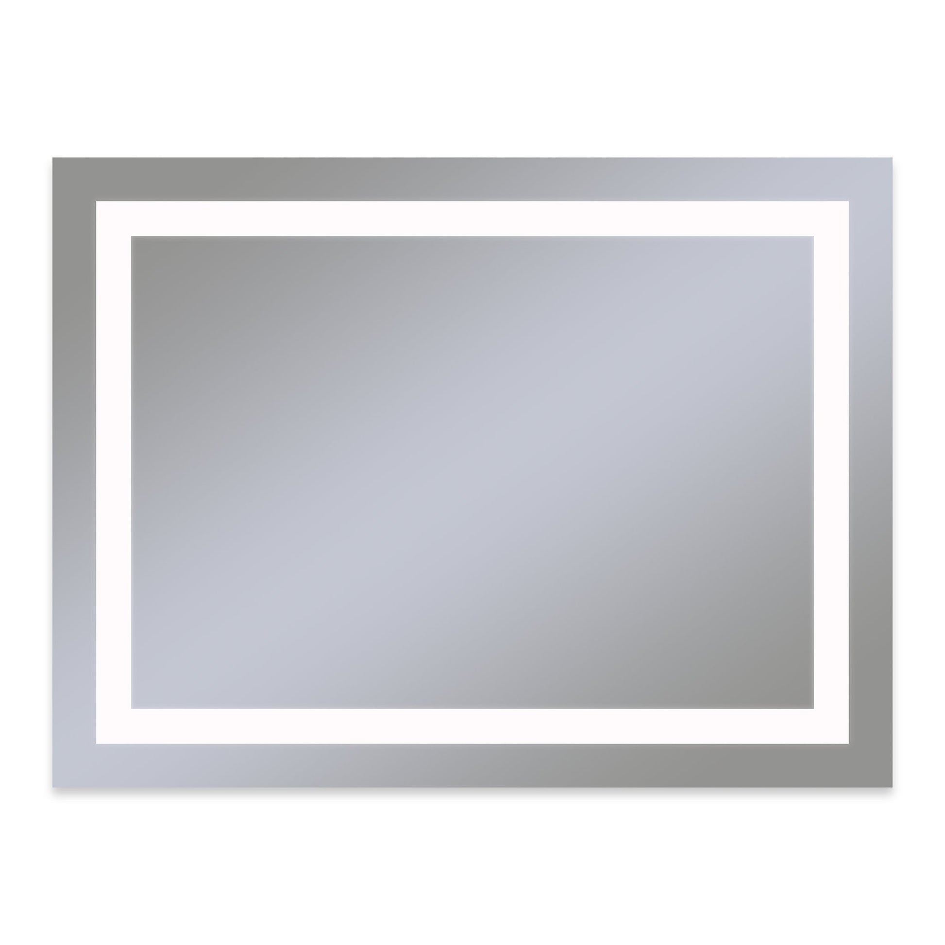 Vitality 48" x 36" x 1-3/4" rectangle lighted mirror with inset light pattern, 4000 kelvin temperature (cool light), dimmable, defogger and flippable (can hang in portrait or horizontal orientation)