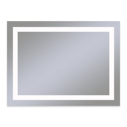 Vitality 48" x 36" x 1-3/4" rectangle lighted mirror with inset light pattern, 4000 kelvin temperature (cool light), dimmable, defogger and flippable (can hang in portrait or horizontal orientation)