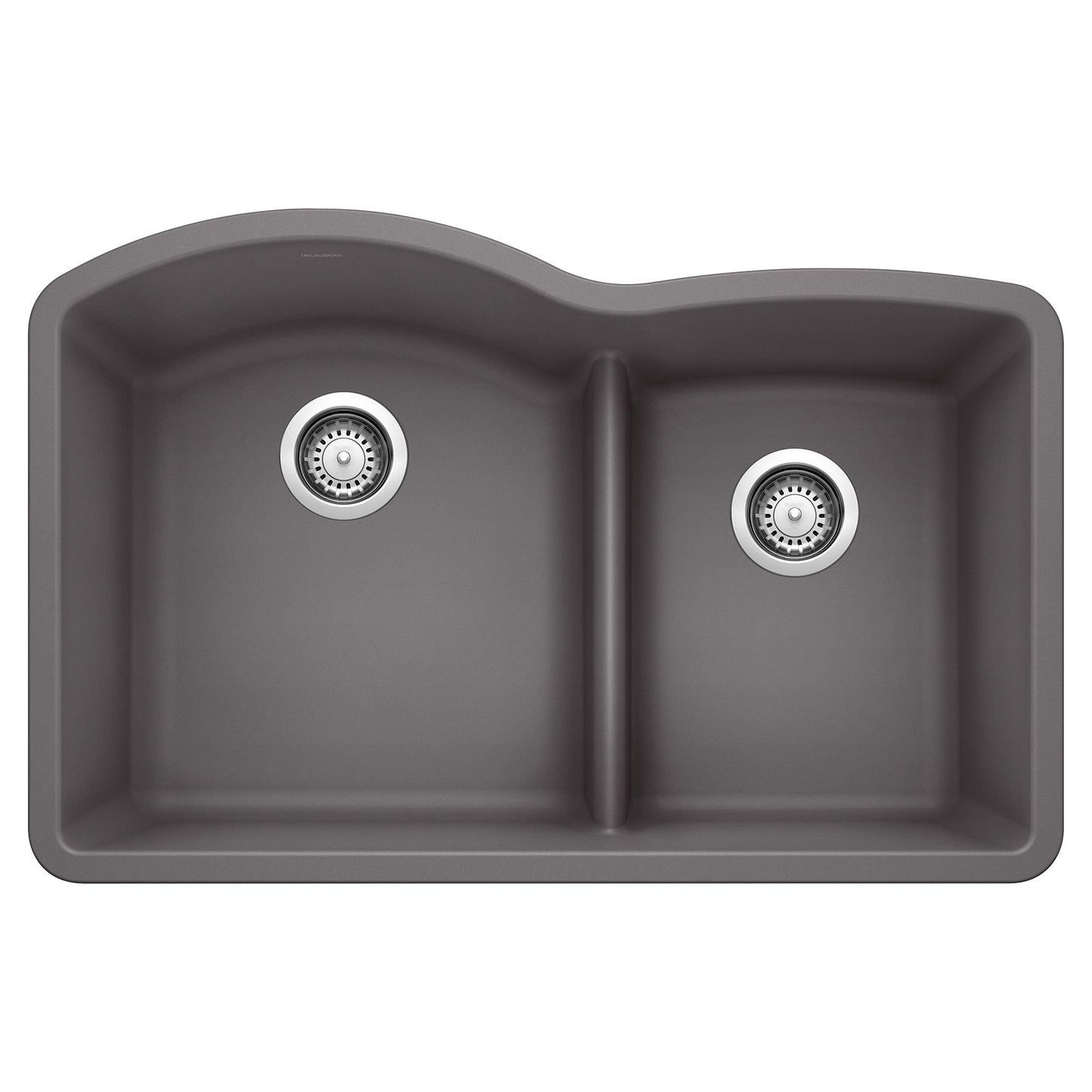 BLANCO 441591 Diamond 1-3/4 Double Bowl Kitchen Sink with Low Divide - Cinder