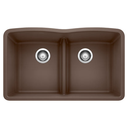 BLANCO 442078 Diamond Equal Double Bowl Kitchen Sink with Low Divide - Café