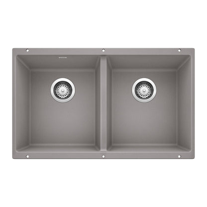 BLANCO 516319 Precis Equal Double Bowl Kitchen Sink - Metallic Gray