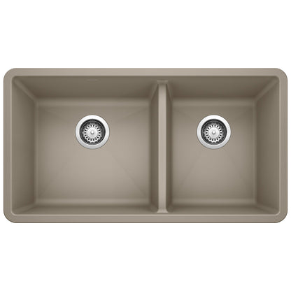 BLANCO 441296 Precis 1-3/4 Double Bowl Kitchen Sink - Truffle