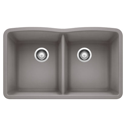 BLANCO 440183 Diamond Equal Double Bowl Kitchen Sink - Metallic Gray