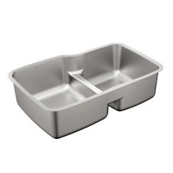 Moen G18253 1800 Series 31 - 57/64" x 20 - 11/16" Stainless Steel 18 Gauge Double Bowl Sink in Satin Stainless
