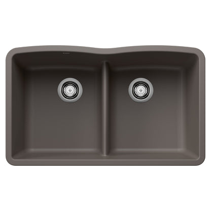 BLANCO 443106 Diamond Equal Double Bowl Kitchen Sink with Low Divide - Volcano Gray