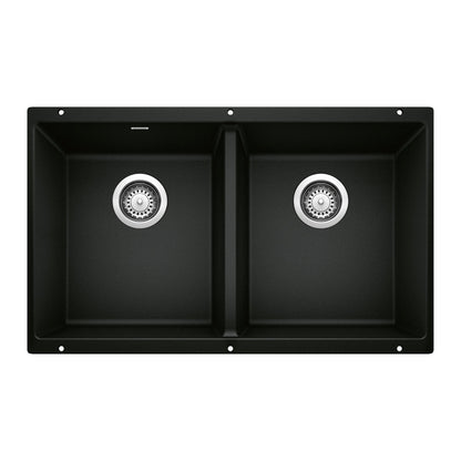 BLANCO 442927 Precis Equal Double Bowl Kitchen Sink - Coal Black