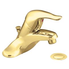 Moen L4621 Chateau One Handle Low Arc Bathroom Faucet with Lifetime in Polished Brass