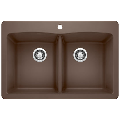 BLANCO 440218 Diamond Equal Double Dual Mount Kitchen Sink - Café