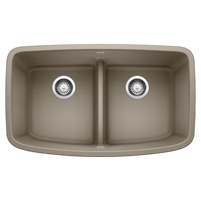 BLANCO 442197 Valea Equal Double Bowl Kitchen Sink with Low Divide - Truffle