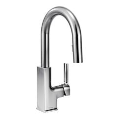 Moen S62308 STo One Handle High Arc Pulldown Bar Faucet in Chrome