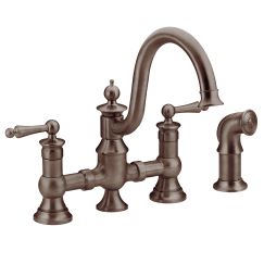 Moen S713 Waterhill Two Handle High Arc Kitchen Faucet in Oil Rubbed Bronze