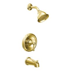 Moen T2113EP Kingsley Collection Single Handle Posi-Temp Pressure Balanced Tub and Shower Trim with Eco Performance  in Polished Brass