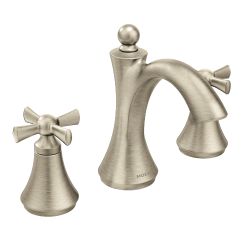 Moen T4524 Wynford 8" Widespread Two Handle High-Arc Bathroom Faucet with Cross Handles in Brushed Nickel