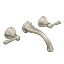 Moen T6107 Kingsley Wall Mount Two Handle Low-Arc Bathroom Faucet Trim Kit in Brushed Nickel