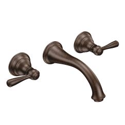 Moen T6107 Kingsley Wall Mount Two Handle Low-Arc Bathroom Faucet Trim Kit in Oil Rubbed Bronze