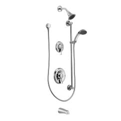 Moen T8343 Posi-Temp Pressure Balanced Tub and Shower Trim with 2.5 GPM Hand Shower, Slide Bar and Tub Spout in Chrome
