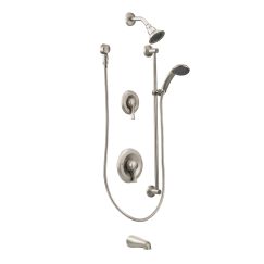 Moen T8343 Posi-Temp Pressure Balanced Tub and Shower Trim with 2.5 GPM Hand Shower, Slide Bar and Tub Spout in Classic Brushed Nickel