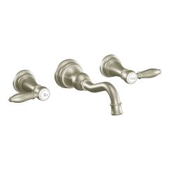 Moen TS42106 Weymouth Two Handle High Arc Wall Mount Bathroom Faucet in Brushed Nickel