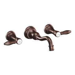 Moen TS42106 Weymouth Two Handle High Arc Wall Mount Bathroom Faucet in Oil Rubbed Bronze