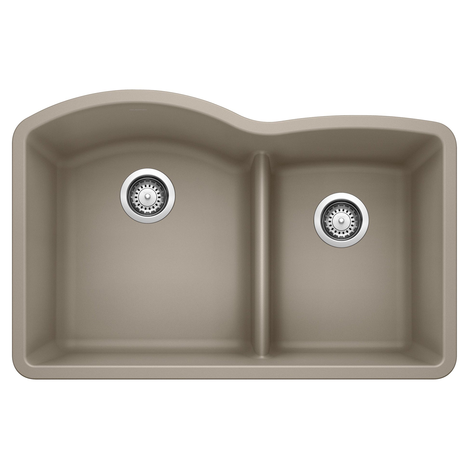 BLANCO 441596 Diamond 1-3/4 Double Bowl Kitchen Sink with Low Divide - Truffle