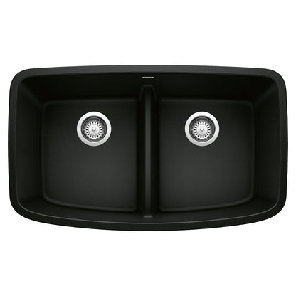 BLANCO 442940 Valea Equal Double Bowl Kitchen Sink with Low Divide - Coal Black