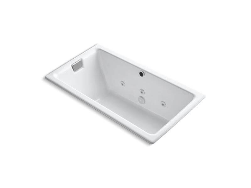 KOHLER K-856-HN-0 Tea-for-Two 66" x 36" drop-in whirlpool with reversible drain, custom pump and heater without trim