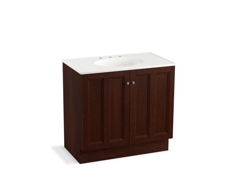 KOHLER K-99518-TK-1WG Damask 36" bathroom vanity cabinet with toe kick and 2 doors