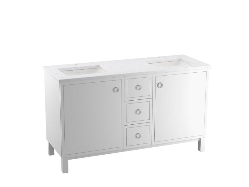 KOHLER K-CM99511-BD1 Jacquard 60" bathroom vanity cabinet with sinks and quartz top